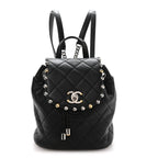 Lambskin Quilted Metallic Bubble Backpack Black
