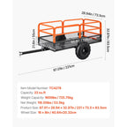 Garden Utility Trailer, 22 Cu. Ft. & 1600lbs, ATV UTV Trailer, Tow Behind Steel Dump Trailers, Removable Rear Panel, Heavy Duty Pull Behind Yard Trailers for Lawn Mower Tractor Garden Waste