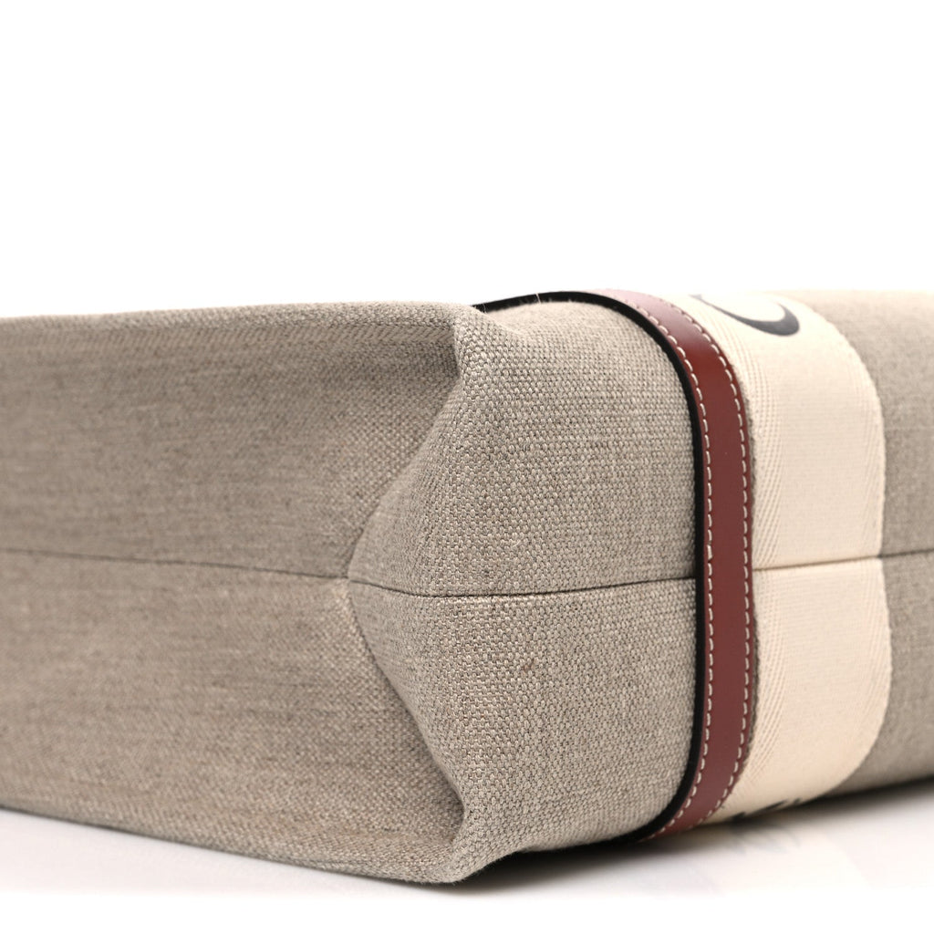 Cotton Calfskin Medium Woody Ribbon Tote White Brown