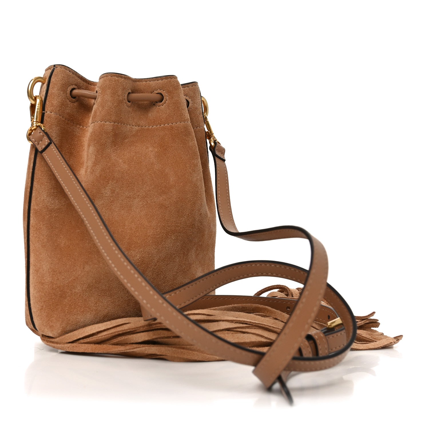 Suede Mini Fringe Tassel Bag Toffee