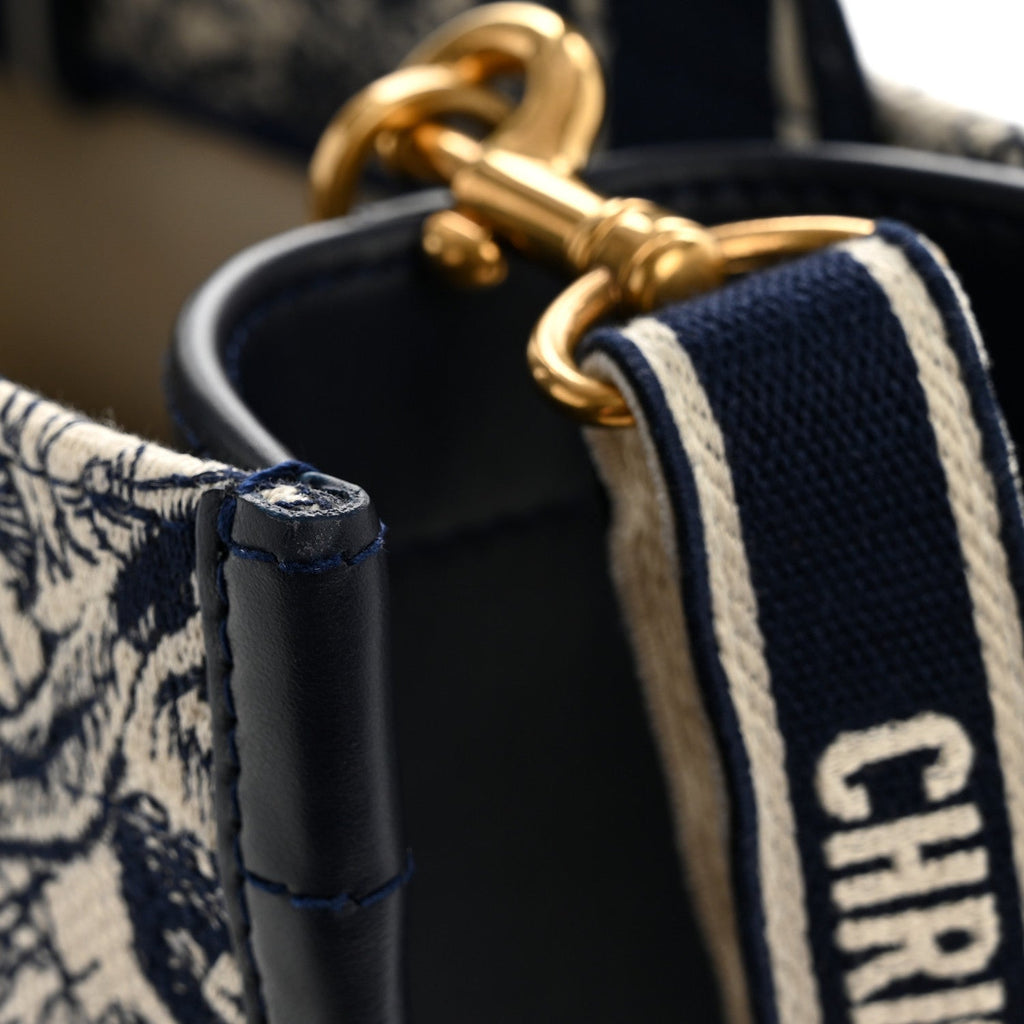 Calfskin Dioriviera Toile De Jouy Small Book Tote With Strap Blue Multicolor