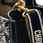 Calfskin Dioriviera Toile De Jouy Small Book Tote With Strap Blue Multicolor