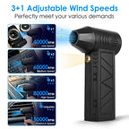 Compressed Air Duster with LED Light Up to 150000RPM Speed for PC Keyboard Cleaning High Speed Rechargeable Cordless Air Blower with 4 Speeds for Home Car Outdoor