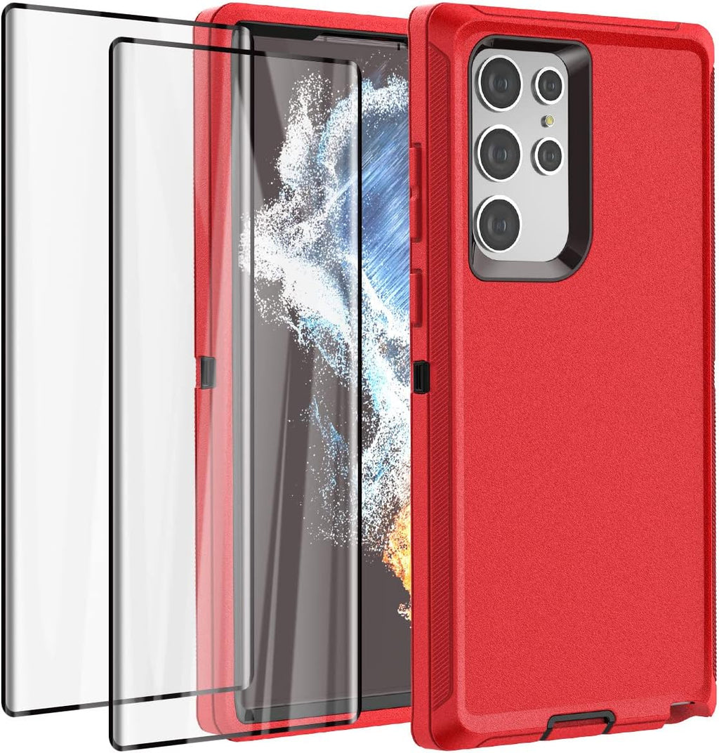 Entronix Bundle Compatible with Galaxy S24 Ultra - Heavy Duty Case & 2 Clear Screen Protectors