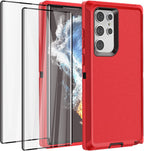 Entronix Bundle Compatible with Galaxy S24 Ultra - Heavy Duty Case & 2 Clear Screen Protectors