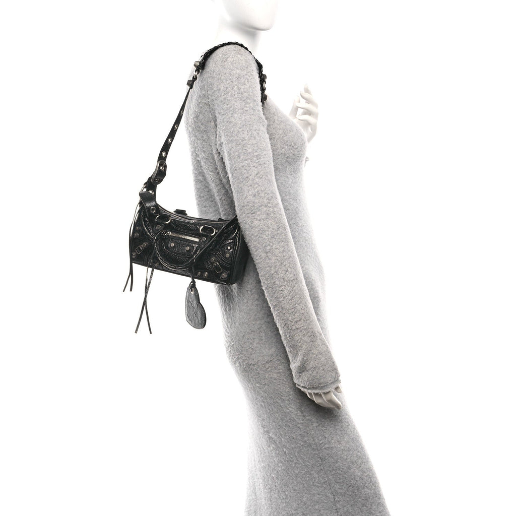 Agneau Arena Mini Le Cagole Duffle Crossbody Bag Black