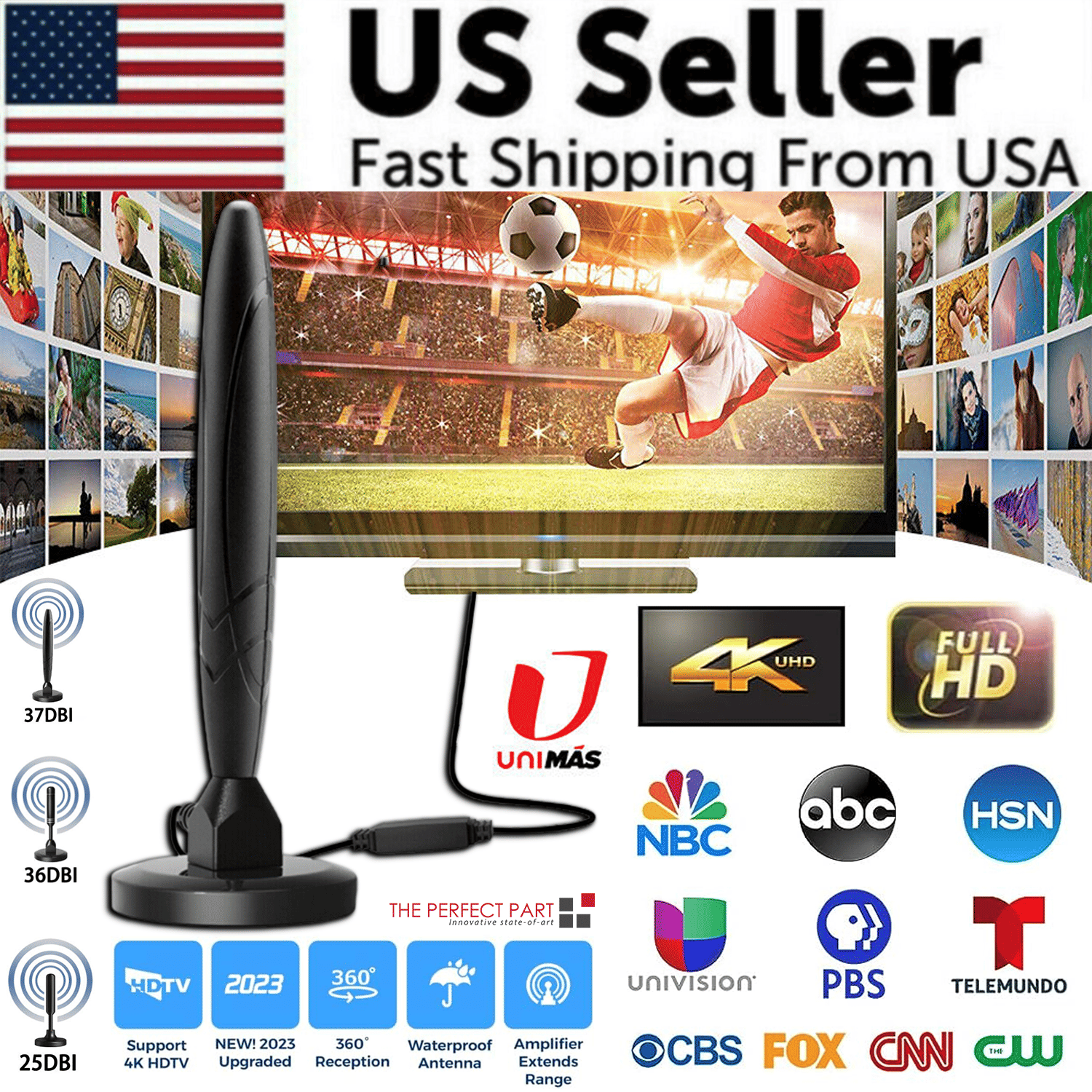 5600Miles Upgraded TV Antenna HDTV Amplified Digital 4K 1080P Long Range Indoor - 37dBi (Magnetic Type)