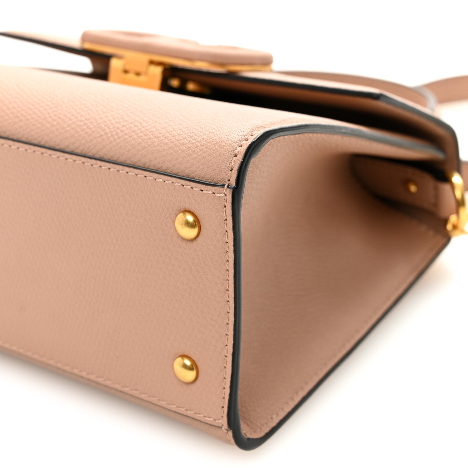 Grainy Calfskin Small VSling Top Handle Bag Poudre