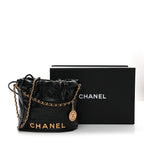 Shiny Calfskin Quilted Mini Chanel 22 Black