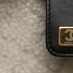 Crumpled Sheepskin Shearling Quilted Small Chanel 25 Handbag Black White