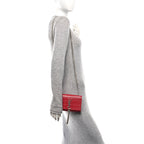 Calfskin Crocodile Embossed Small Classic Monogram Kate Tassel Satchel Red