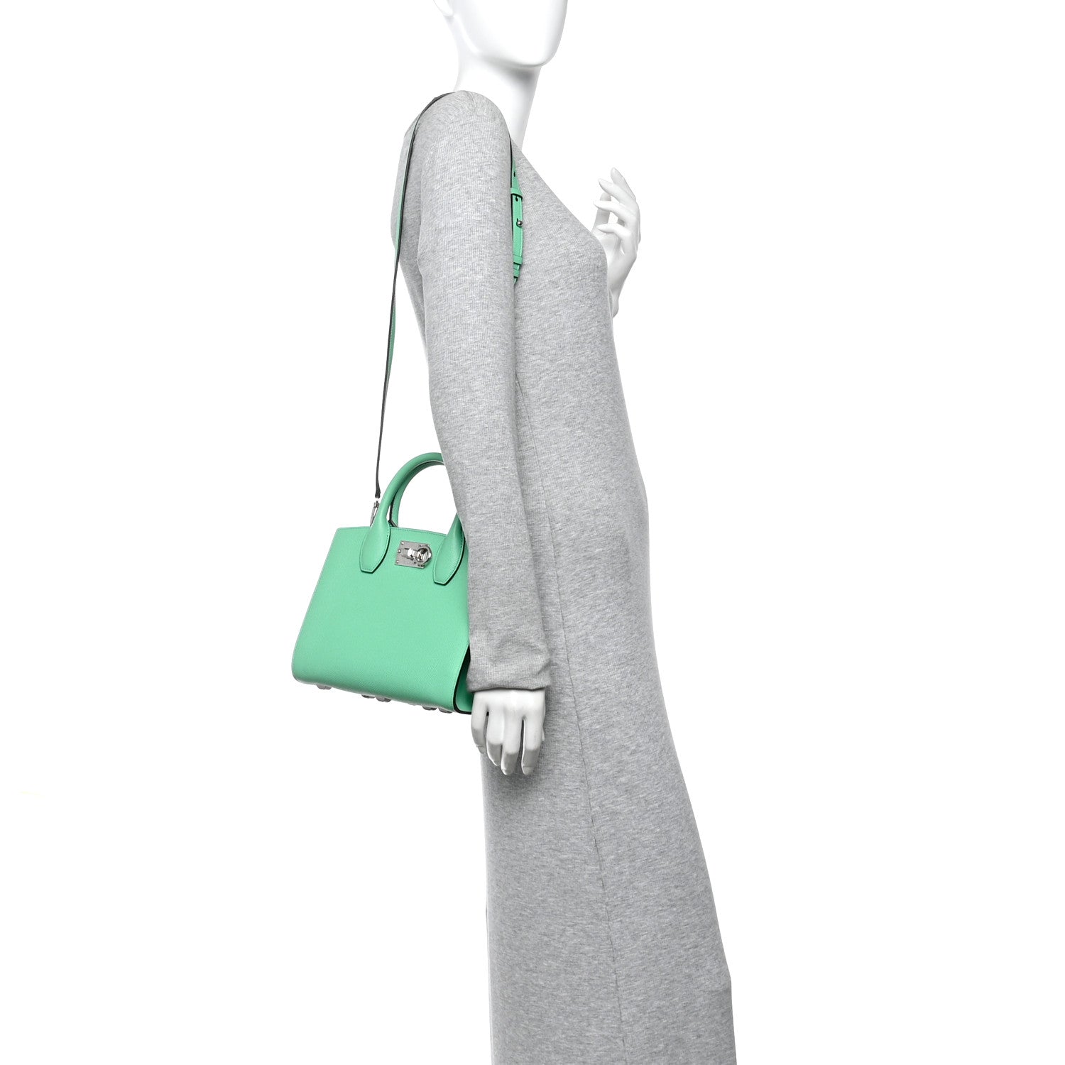 Hammered Calfskin Small The Studio Box Bag Fresh Mint