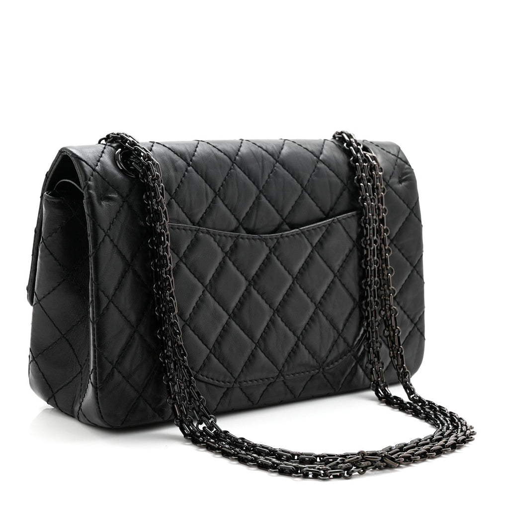Aged Calfskin Quilted 2.55 Reissue 225 Flap So Black