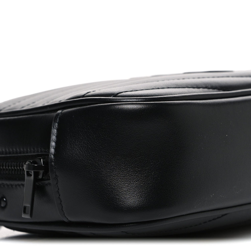 Calfskin Matelasse Monochrome Monogram Mini Lou Camera Bag Black