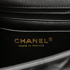 Lambskin Quilted Mini Top Handle Rectangular Flap Black