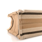 Canvas Calfskin Small Cabas Thais Beige Black White