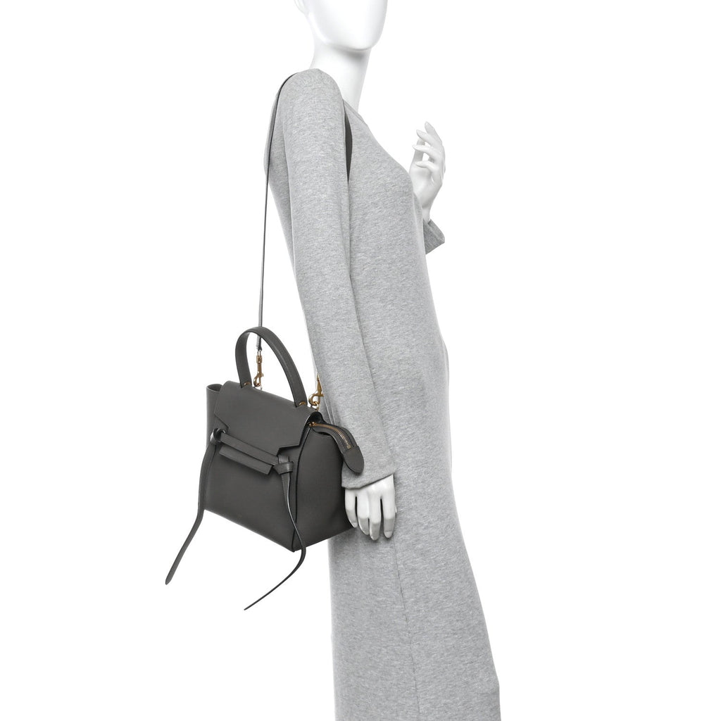 Grained Calfskin Micro Belt Bag Grey