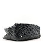 Patent Quilted Large Coco Shine Shopping Tote Navy