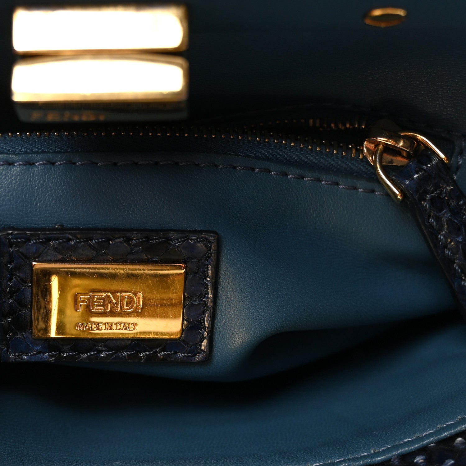 Python Shiny Nappa Mini Peekaboo Iconic Satchel Blue Jeans