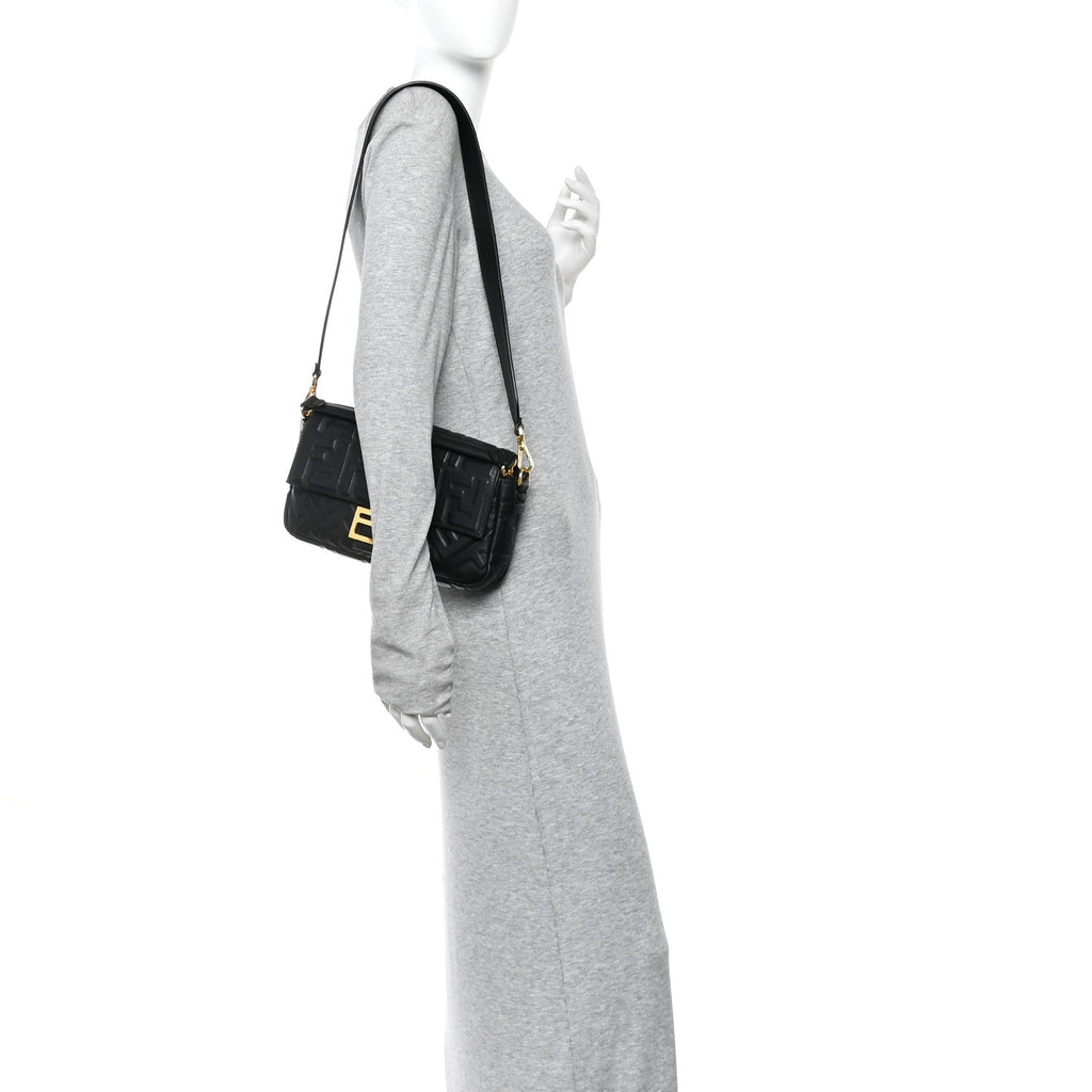 Nappa FF 1974 Embossed Baguette Black