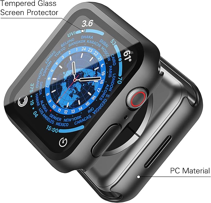 Entronix Case Compatible with iWatch Series 9/8/7, 41mm - Hard Cover w/ Built-In Screen Protector
