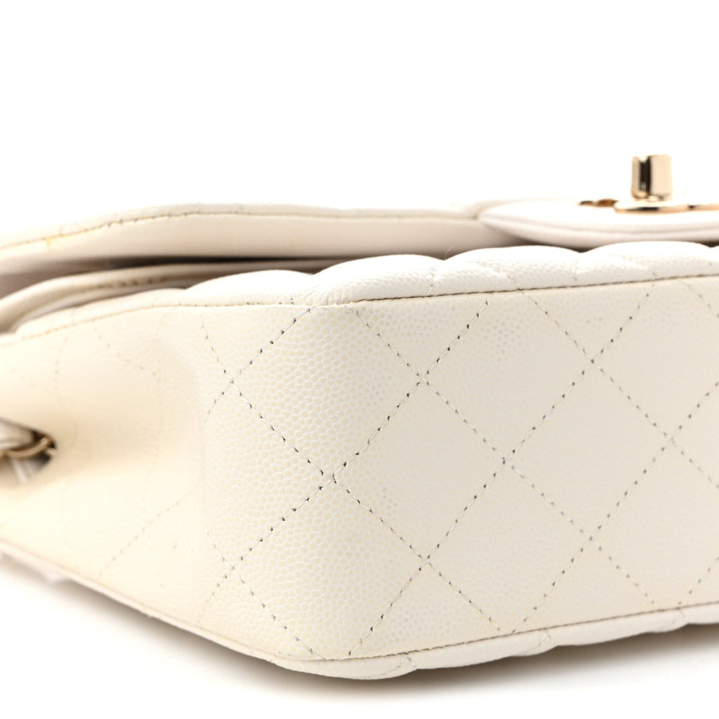 Caviar Quilted Small Double Flap White