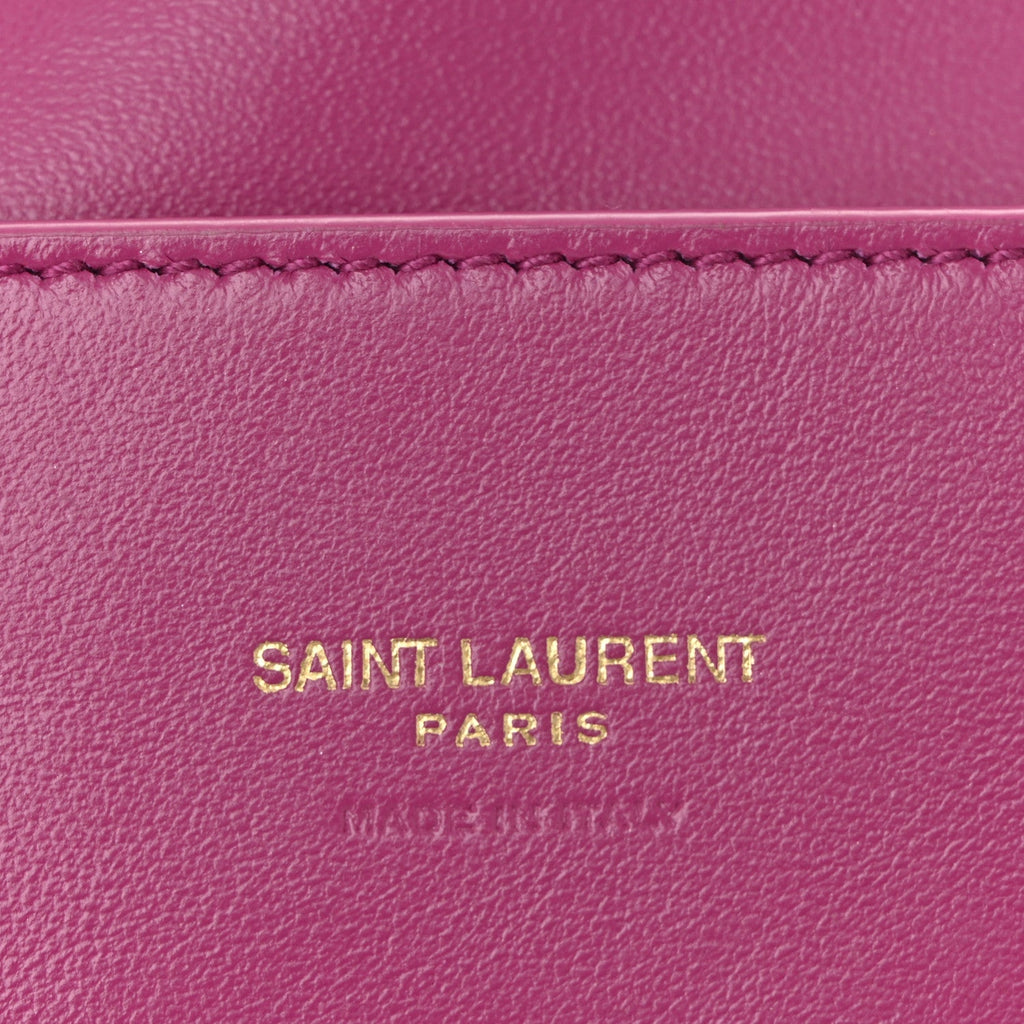 Smooth Calfskin Suede Medium Reversible Monogram Kate Satchel Rose Rubis