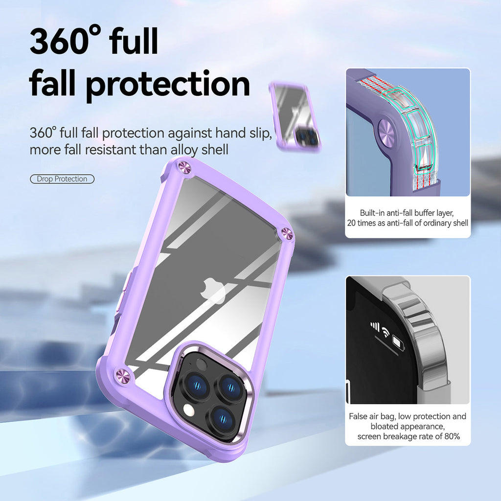 High Quality Clean Pc,Tpu And Metal Bumper Case For Iphone 13 Pro In Purple