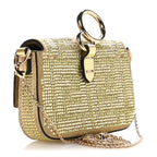 Crystal Vitello Laminato FF Nano Maxi Buckle Baguette Charm Light Gold