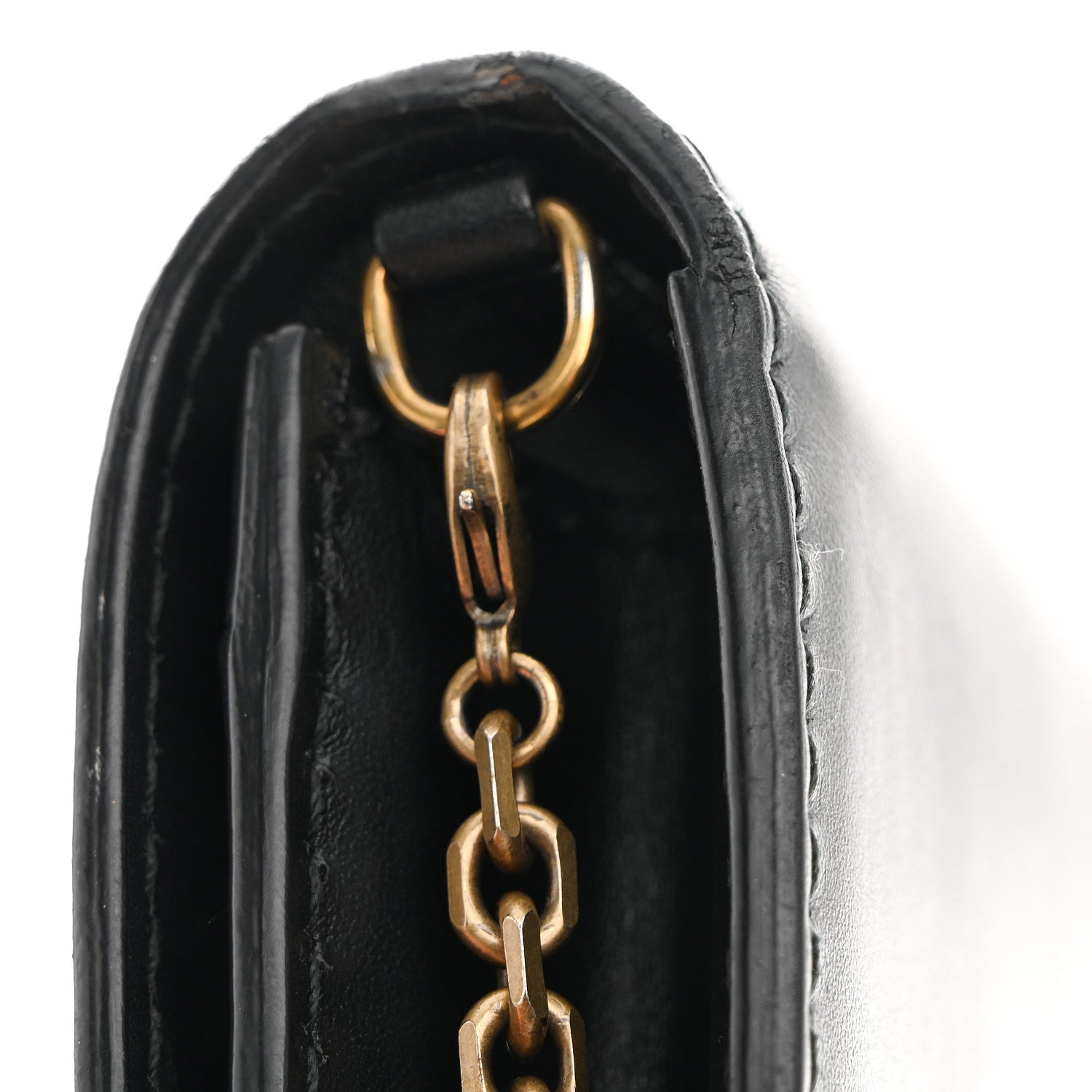 Calfskin J'Adior Wallet on Chain Pouch Black