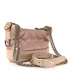 Iridescent Aged Calfskin Quilted Small Gabrielle Hobo Light Pink
