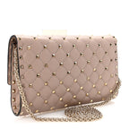 Lambskin Rockstud Spike Wallet on Chain Poudre