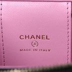 Lambskin Quilted Top Handle Mini Vanity Case With Chain Black Pink