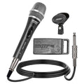 Professional Dynamic Vocal Microphone Neodymium Cardioid Unidirectional Handheld Mic for Singing Karaoke Steel Mesh Grille Metal Body With ON Off Switch + 16ft Detachable Cable + Clip + Bag