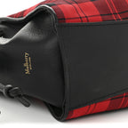 Calfskin Tartan Cotton Canvas Small Iris Tote Black Red Multicolor