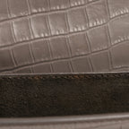 Calfskin Crocodile Embossed Medium Monogram Sunset Fog