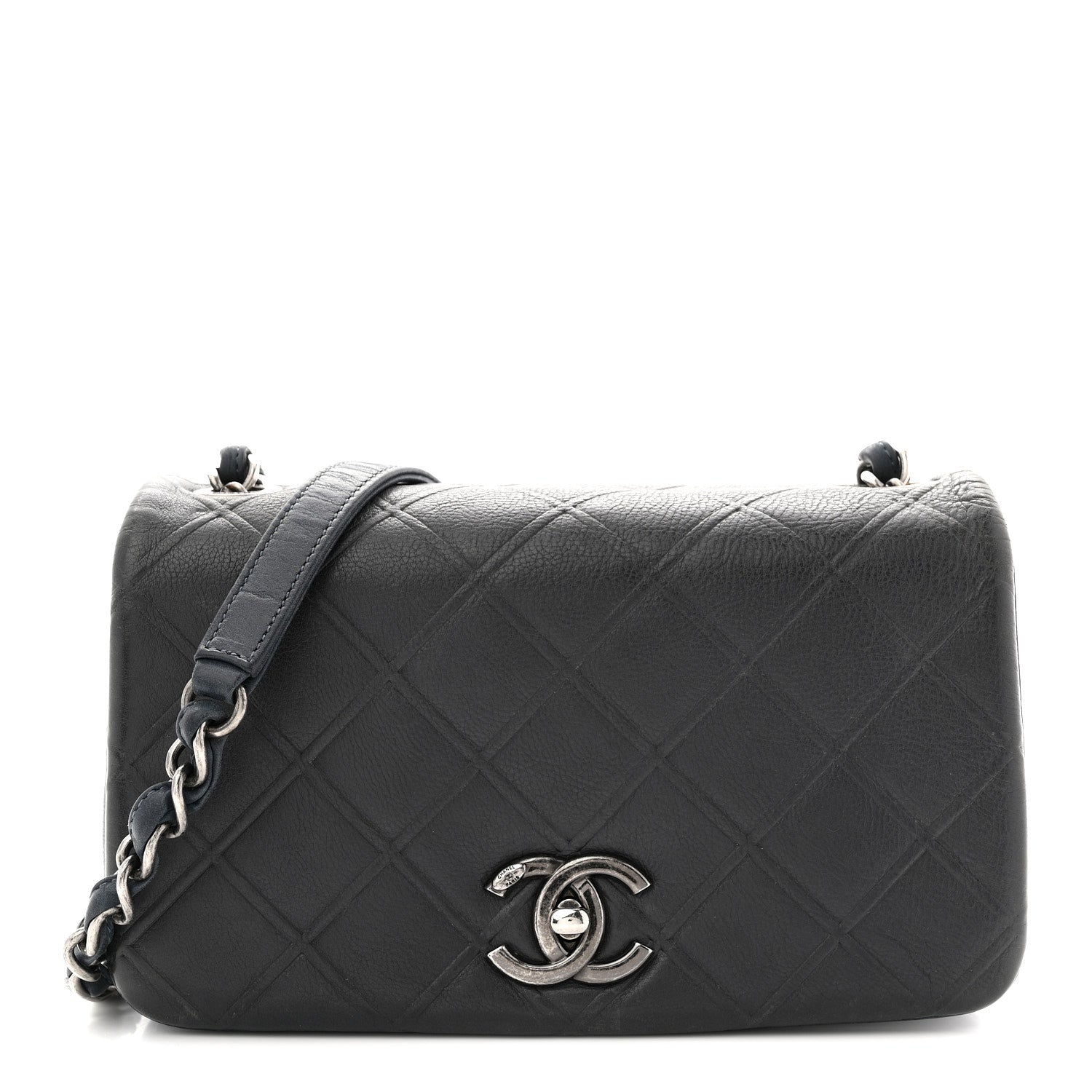 Calfskin Diamond Embossed New Chic Flap Blue