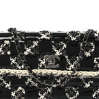 Tweed Patent Quilted Rectangular Flap Black White