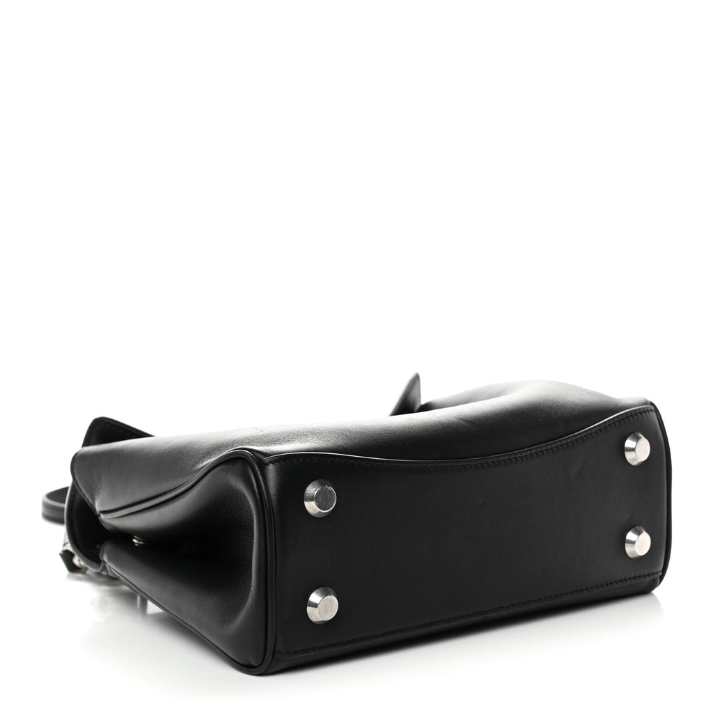 Natural Smooth Calfskin Mini Rodeo Top Handle Handbag Black