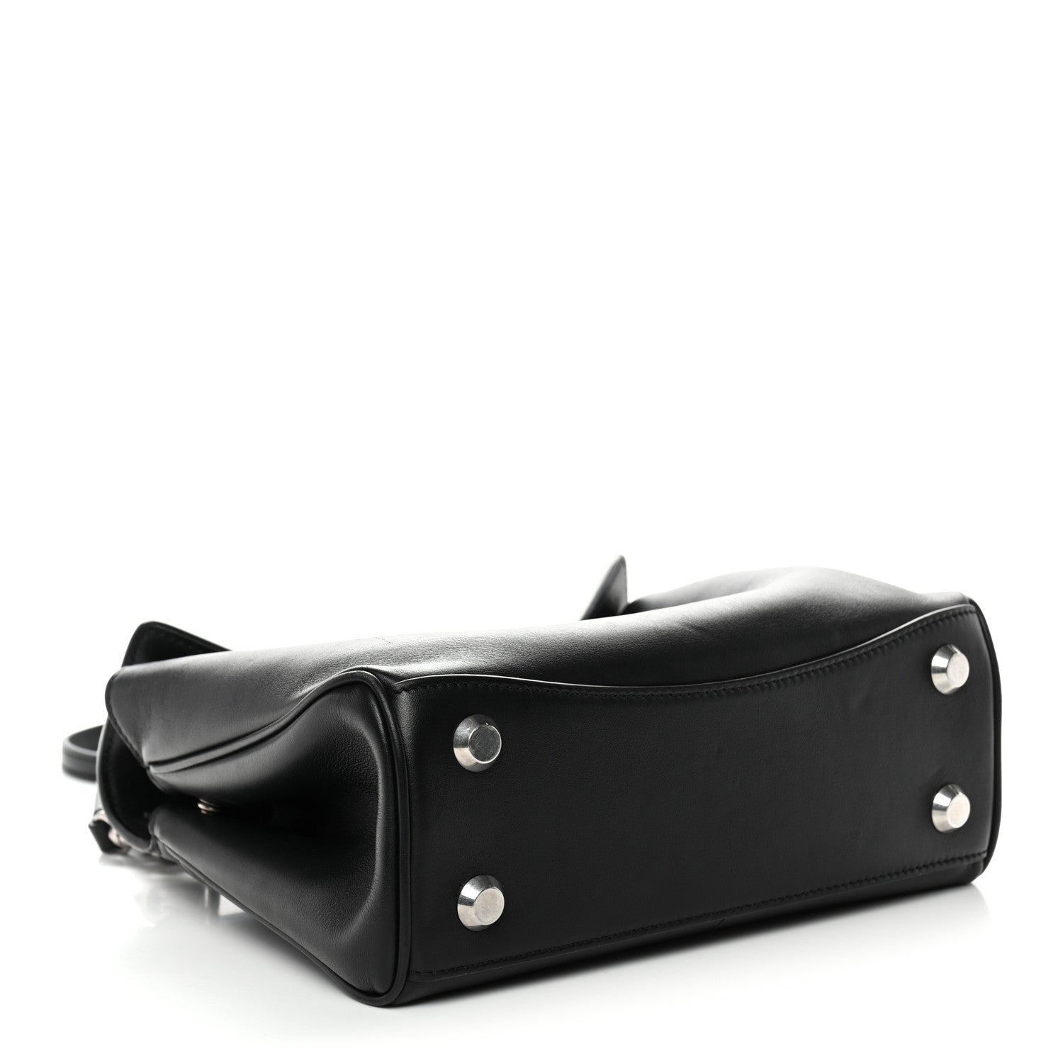 Natural Smooth Calfskin Mini Rodeo Top Handle Handbag Black