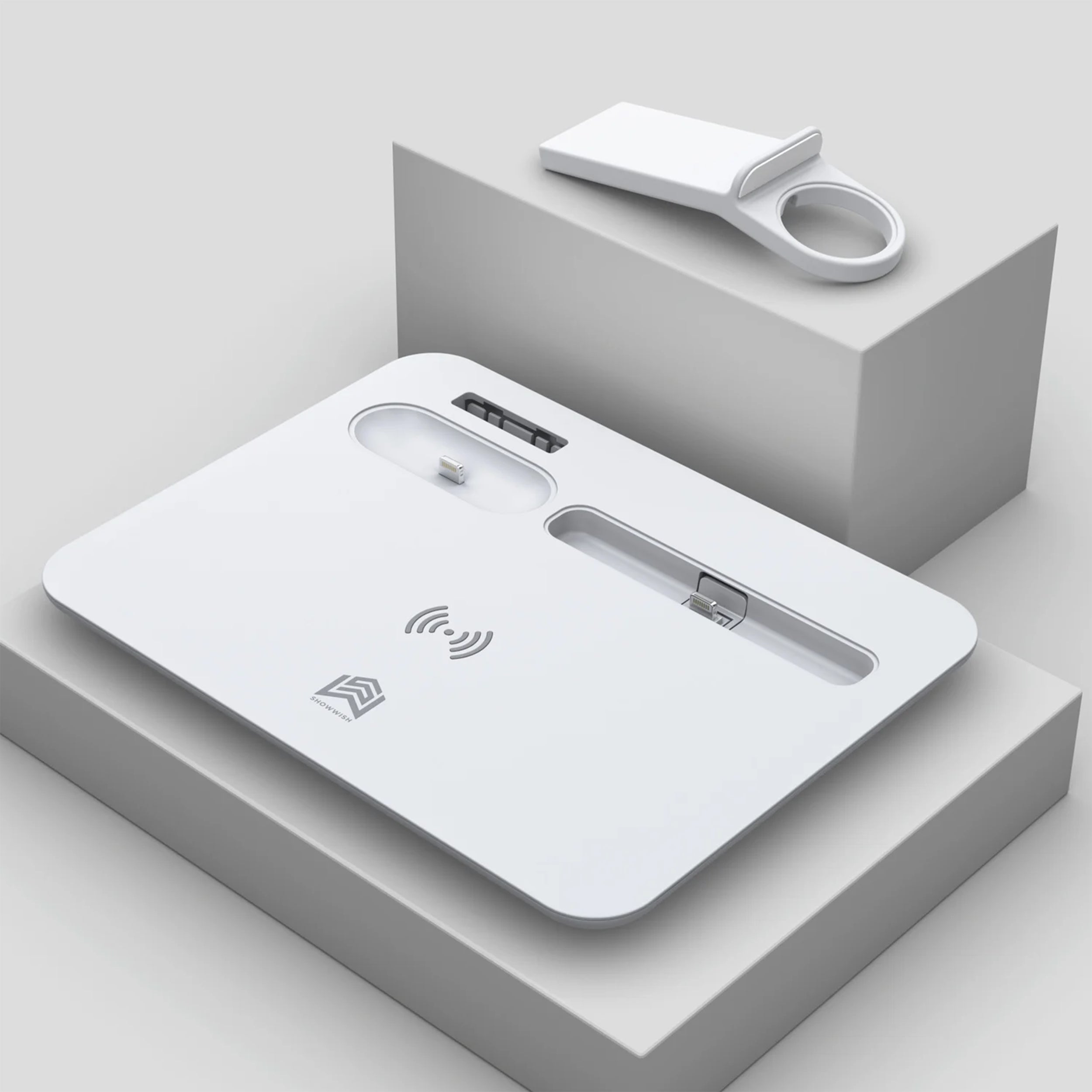 4 in 1 Fast Charge Wireless Charging Station in White