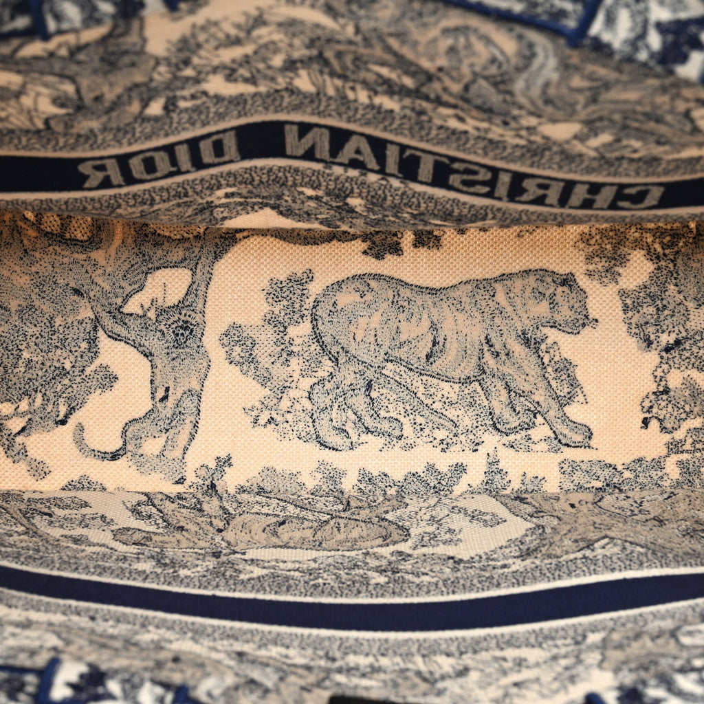 Canvas Embroidered Large Dioriviera Toile De Jouy Book Tote Blue