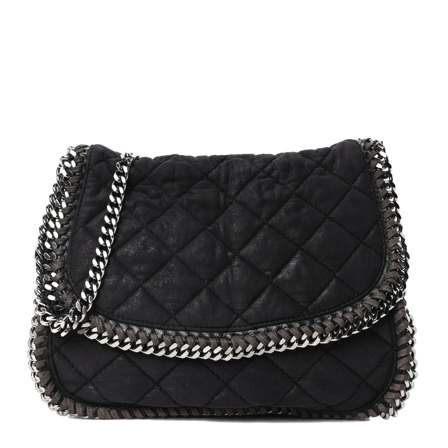 Shaggy Deer Quilted Falabella Shoulder Bag Black