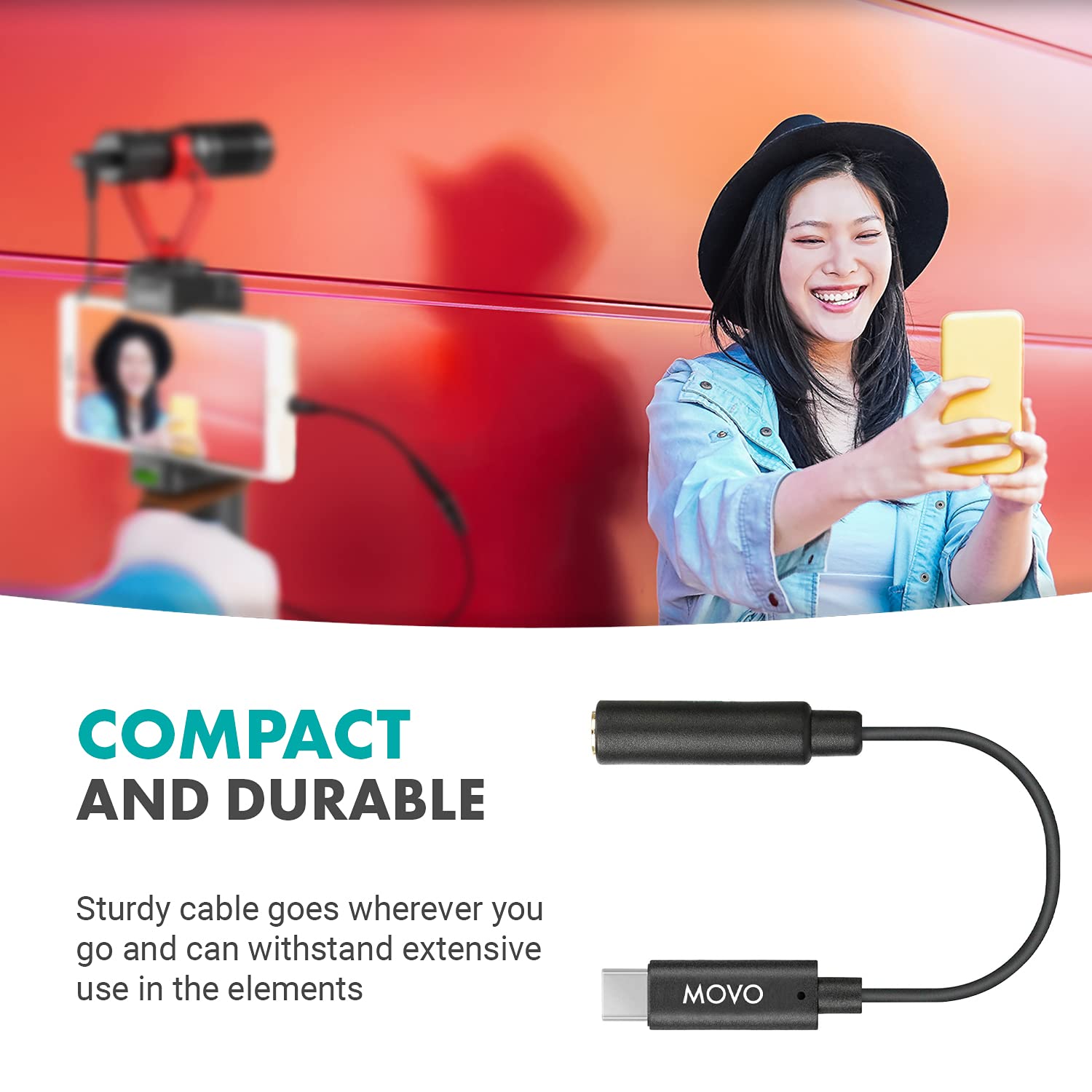 Movo UCMA-2 Female 3.5mm TRRS to USB-C Mic. Adapter
