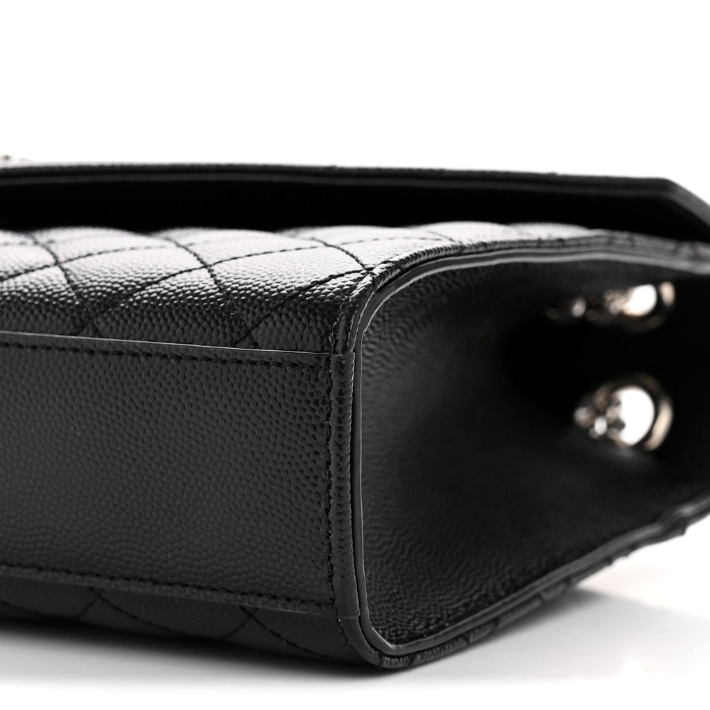 Grain De Poudre Textured Mixed Matelasse Triquilt Medium Monogram Satchel Black