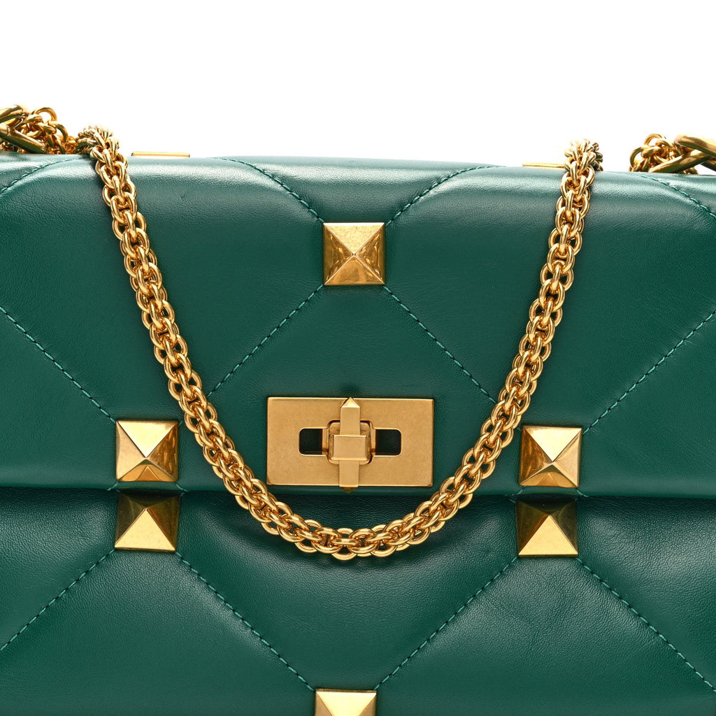 Nappa Medium Roman Stud Shoulder Bag Jungle