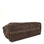 Suede Calfskin Lambskin Quilted Maxi Hobo Dark Brown