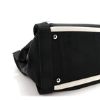 Canvas Grosgrain Striped CC Shopping Tote Black White