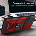 Kickstand Ring Holder With Slide Camera Cover Tpu Magnetic Car Mount For Galaxy S23  In Red