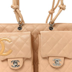 Calfskin Quilted Small Cambon Multipocket Reporter Beige